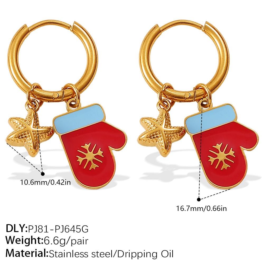 New Europe and America Cross Border Christmas Versatile DIY Pendant Earrings Stainless Steel 18K Gold Plating Atmosphere for