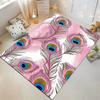 Pink and Colorful Peacock Feathers Non-slip rug suitable for living room and bedroom sofas