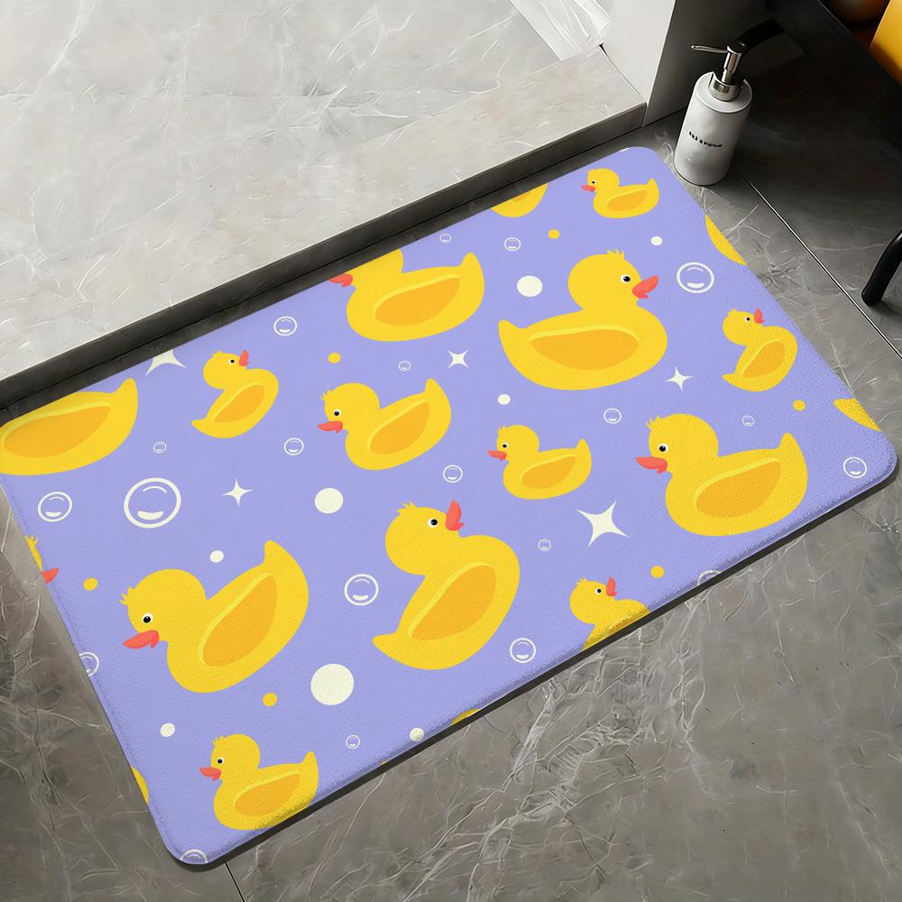 Cartoon Rubber Duck Floor Mat Flannel Rugs Soft Winter Warmth Floor Mat Thickened Non-Slip for Living Room Home Door Mat