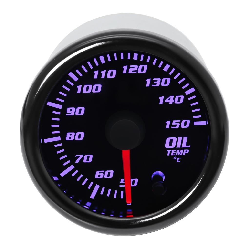 52mm 12V Professional Oil Temperature Gauge with 7 Colors Backlight 50-150℃ 100~300℉ 1/8NPT Oil Temp Sensor Universal for Car
