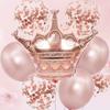 Pink Crown Balloon Sequin Ballons Set Foil Balloons Girls Birthday Party Baby Shower Bridal Party Decoration