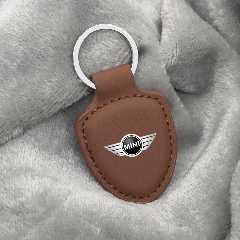 Кожаный Щит Брелок для ключей автомобиля Металлические кольца Для BMW Mini Works Cooper F54 F55 F56 F57 F60 R50 R52 R53 R55 R56 R57 R58 R59