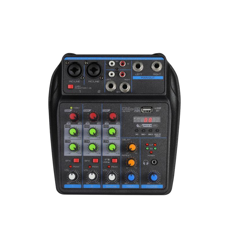 Профессиональный 4-канальный микшер DJ-микшерная консоль с Bluetooth 48 В фантомным питанием Монитор Караоке-система USB-микшер Аудио