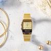 Casio Позолоченные часы из нержавеющей стали с позолоченным циферблатом, кварцевые часы унисекс AQ-800EG-9A