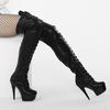 15cm Ultra High Heel Boots Spike Heels Platform Sexy Laces Zip Over-the-Knee Thigh High Boots