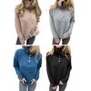 Women Pullover Sweater Stand Collar Buttons Half Placket Long Sleeve Knitting Tops Solid Color Loose Fit Casual Sweater