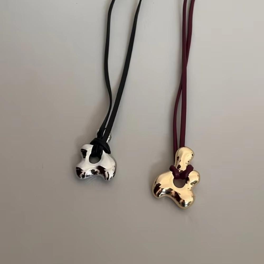 Adjustable Sweater Chain Leather Rope Clavicle Chain Retro Pendant Necklace