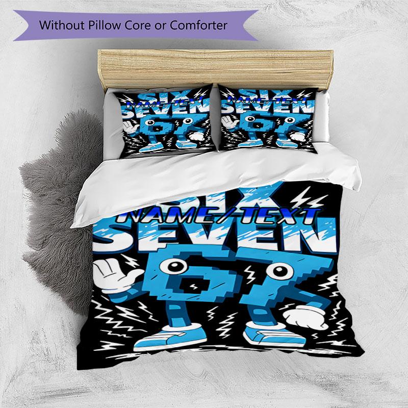 3PC Custom Name Energetic Cartoon Character Set Bedding Set Printed Bedding Set Duvet Cover Closure Includes 1 Duvet Cover & 110 Pillowcases for Bedr