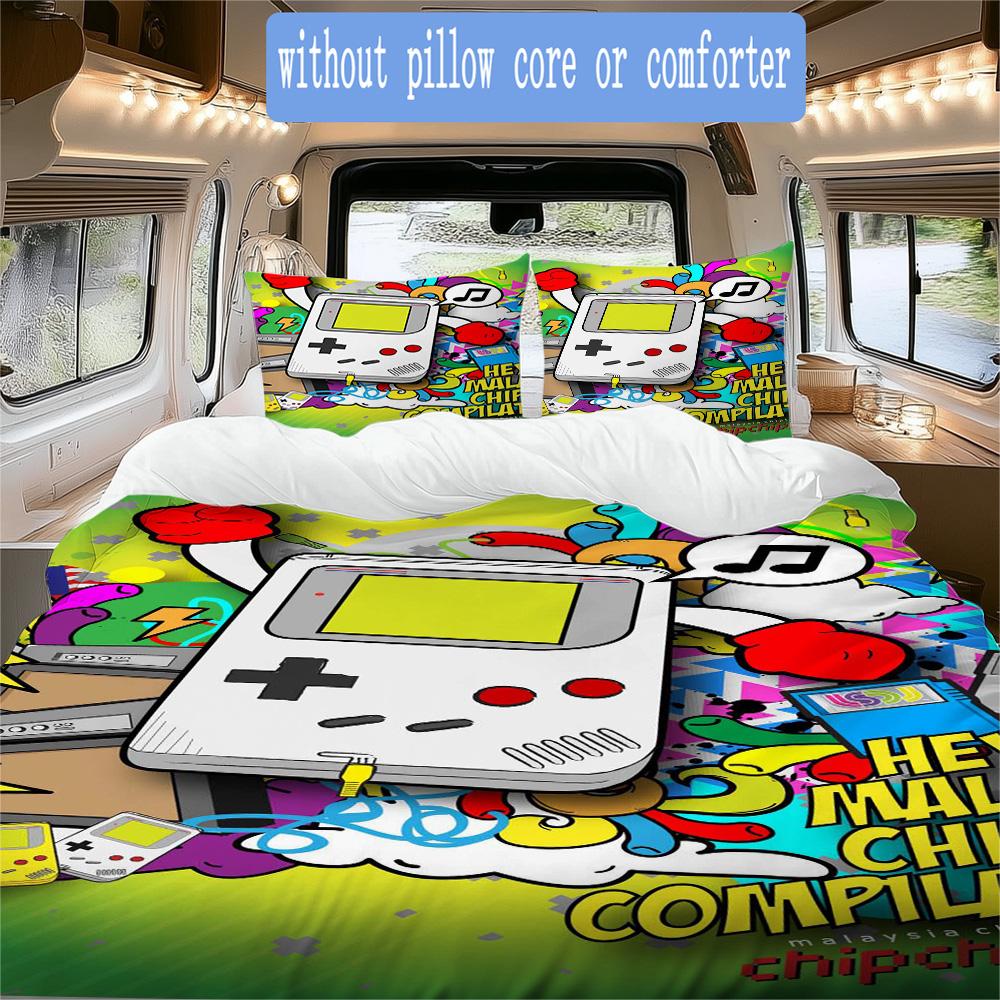 Game console Pattern Bedding,Quilt Set Quilt Cover Pillowcase Home Birthday Gift (1*duvet cover+2*pillowcase,without core)ZSJT0917439