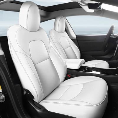 Полный комплект чехлов на сиденья для Tesla Model Y 2020-2024 Водонепроницаемые защитные чехлы из искусственной кожи Простая установка Защита для детского сиденья