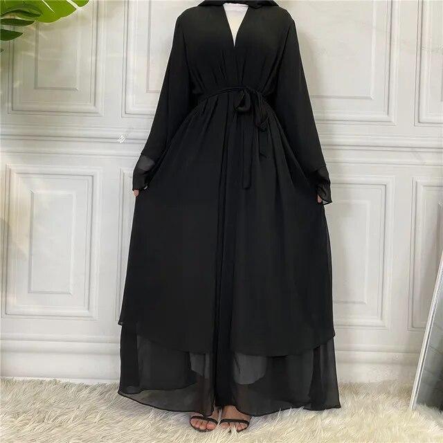 Dubai Abaya Chiffon Fashion Cardigan Muslim For Women Modest Robe Turkey Kaftan Ramadan Arabic Islamic Clothing