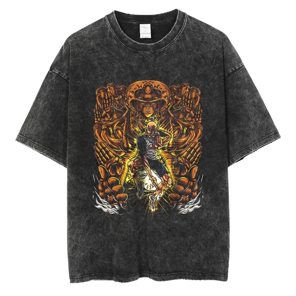 Japan Classic Hotblooded Anime Hunter  Hunter GON FREECSS Print Tshirts Men Women Oversized Tees Harajuku Washed Cotton Tops