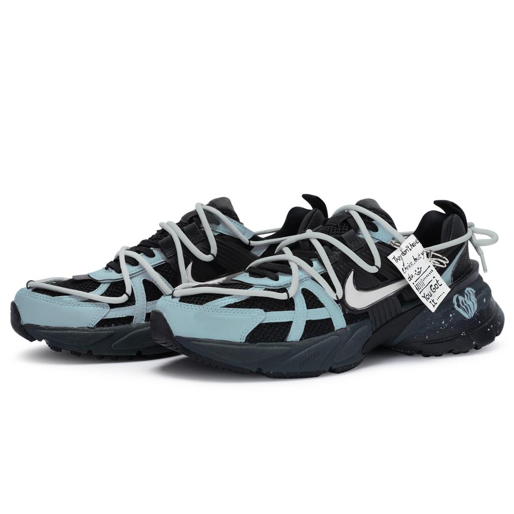 Nike Кроссовки для бега V2K Run с амортизацией, износостойкие, низкие, унисекс, черные с синим FD0736-001(Команда80-)