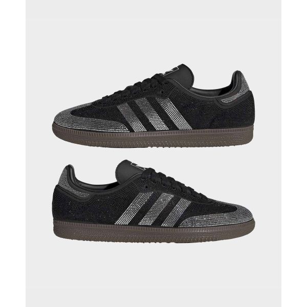 adidas Кроссовки Samba OG Black Silver Rhinestones для женщин, цвет Core-Black, цвет Dark-Gum, артикул IH9052