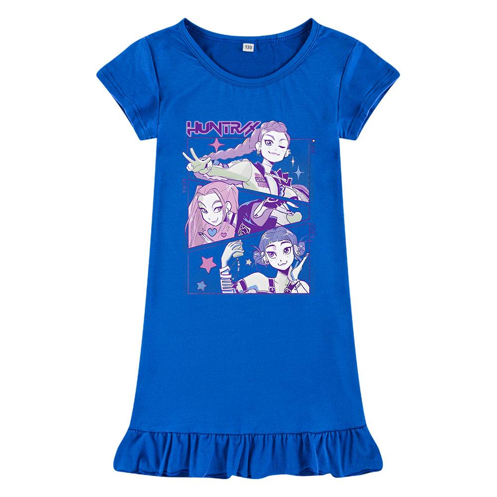 Hot selling Kpop witch hunting group printed girls' dress ice silk nightgown