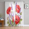 Flowers And Lavender Sheer Curtain For Living Room Modern Voile Tulle Window Curtains For Bedroom Kitchen Drapes