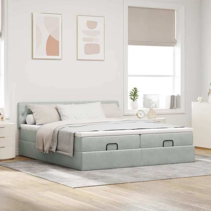 Maison Exclusive - Cadre de lit ottoman et matelas gris clair 160x200cm velours