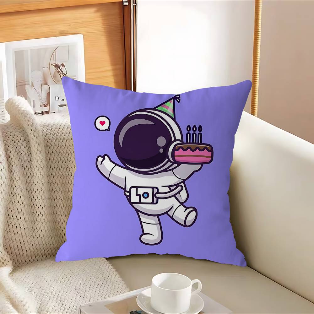 R-Rocket Cartoon AstronautS Pillow Case Removable Washable Cushion Cover – All-Season Soft Linen