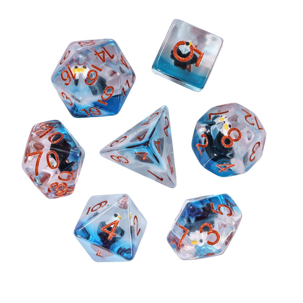 Cusdie Милые Животные Набор Кубиков DnD Из Смолы D4 D6 D8 D10 D% D12 D20 Многогранные Кубики для D&D Pathfinder Настольных Ролевых Игр