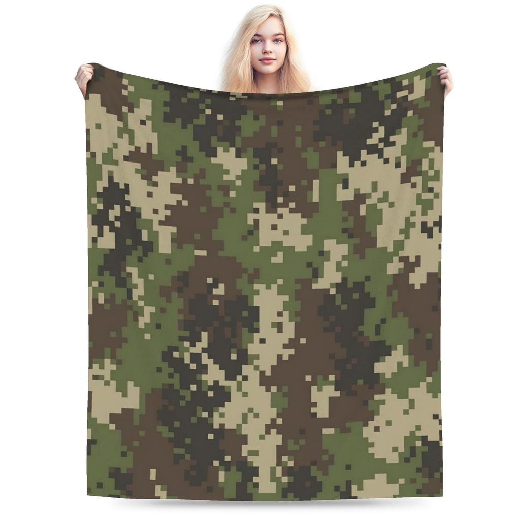 Super Warm Blanket Kids Camping Green And Brown Camo Bedding Throws Flannel Bedspread For Home Decor Graphic Sofa Bed Cover