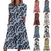 Womens Summer Dresses V Neck Floral Printed Midi Dress Casual Short Sleeve Dresses Trendy Flowy Vacation Sundresses