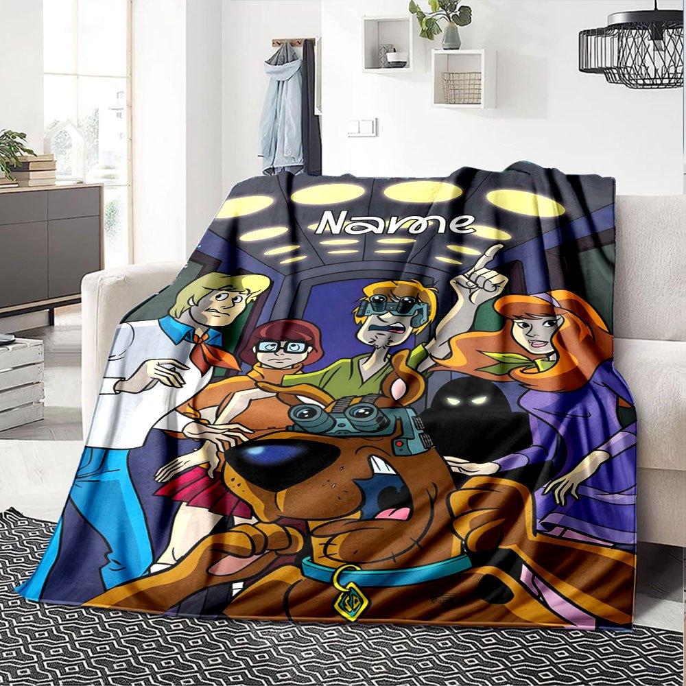 Scooby Doo Mystery On The Train Gift Personalized Blanket Personalized Name Comfortable Texture Throw For Sofa Couch Office Bed Picnics All Season Use