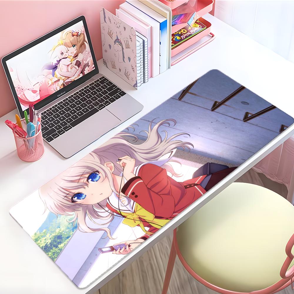 Милый тихий аниме Ccharlotte Tomori Nao Коврик для мыши Большой толстый коврик для стола Прошитые края Игровой коврик для мыши для ПК