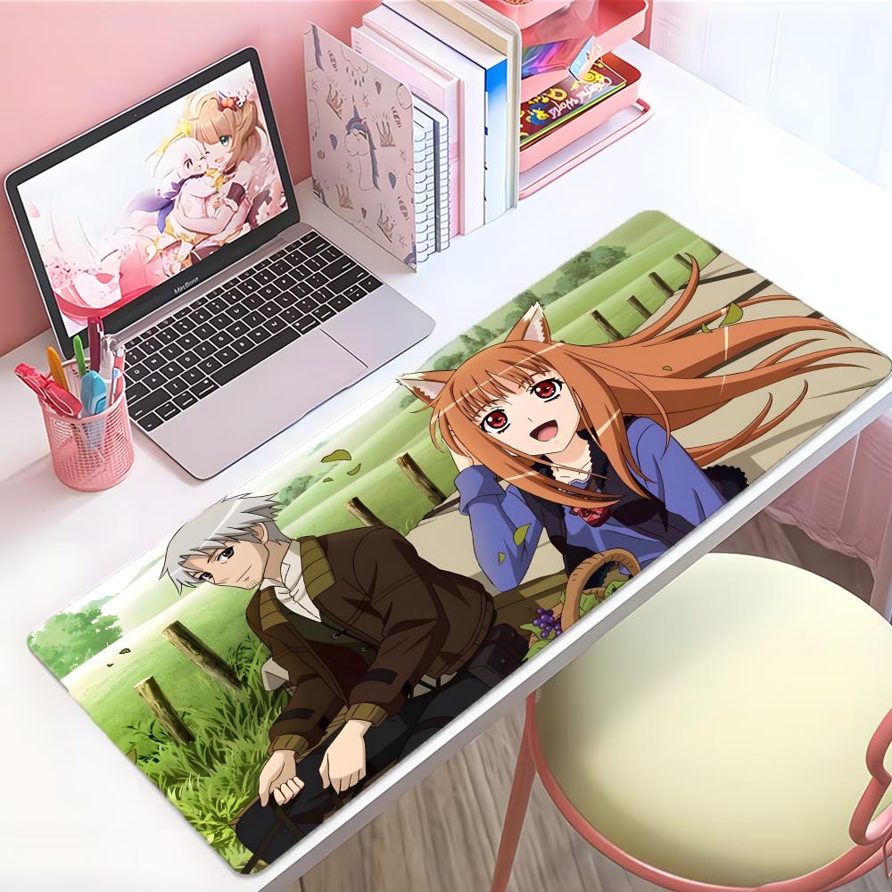 Warm Cute Anime Sspice And Wolf Mouse Pad Large Thick Desk Pad Stitched Edges Gaming Mouse Mat For Pc
