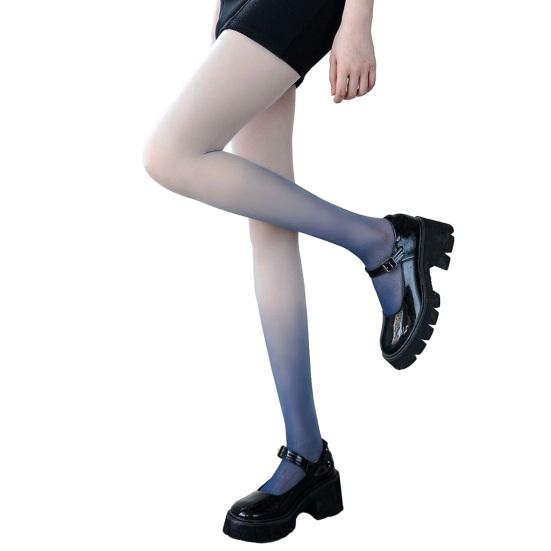 Women Pantyhose Gradient Contrast Color High Elasticity Skinny Thin Soft Candy Color Anti-slip Cosplay Performance Tights Long Socks