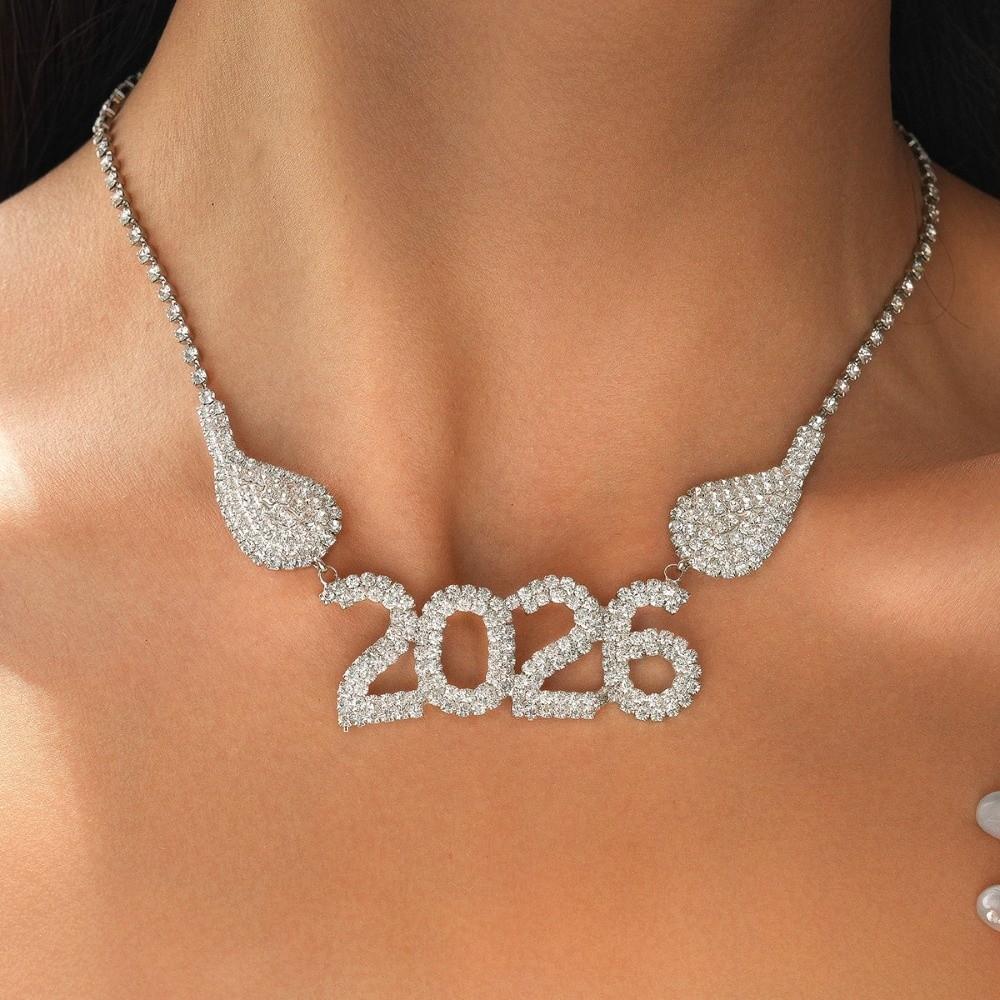 Rhinestone 2026 Jewelry Suit Exaggerated 2026 Necklace Vintage Happy New Year Earrings  Christmas
