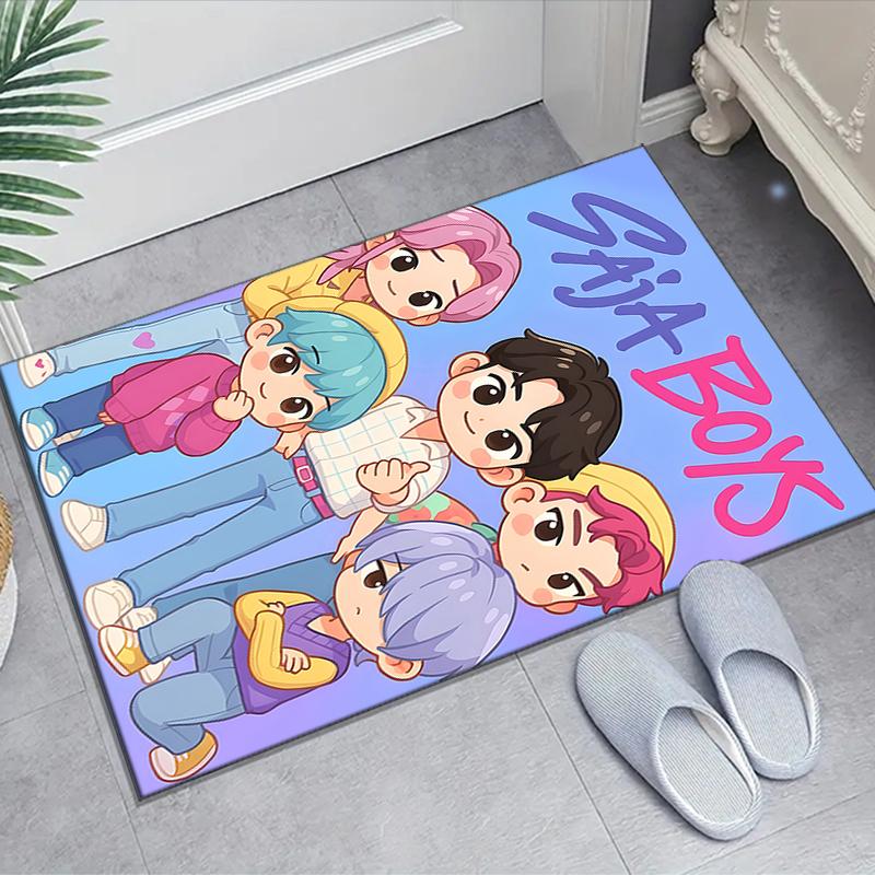 1pc KPop Demon Hunters SAJA BOYS1 Design Area Rug - Non-Slip, Soft & Cozy Floor Mat for Living Room, Bedroom, Office - Indoor/Outdoor Decorative Carpe