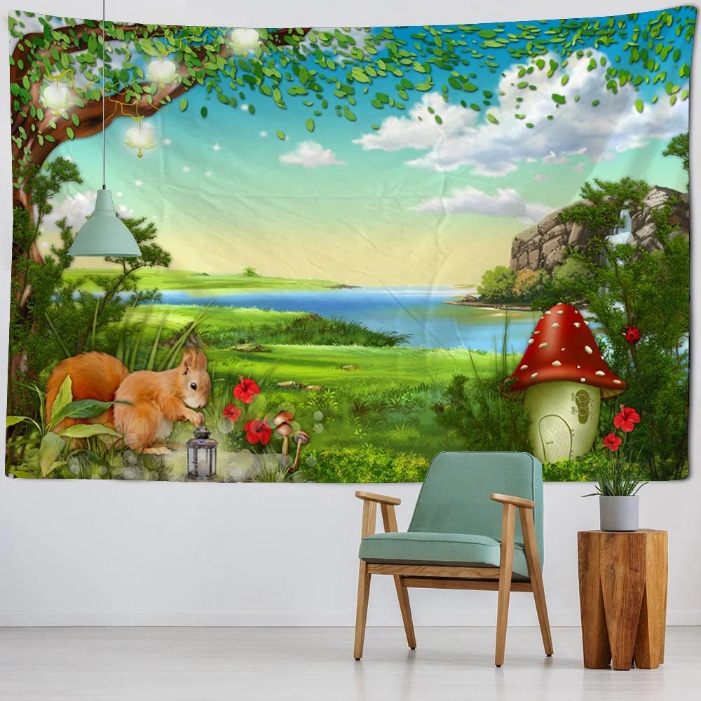 Cheetah Elephant Wildlife Tapestry Office Living Room Tapestry Home Wall Decoration Tapestry