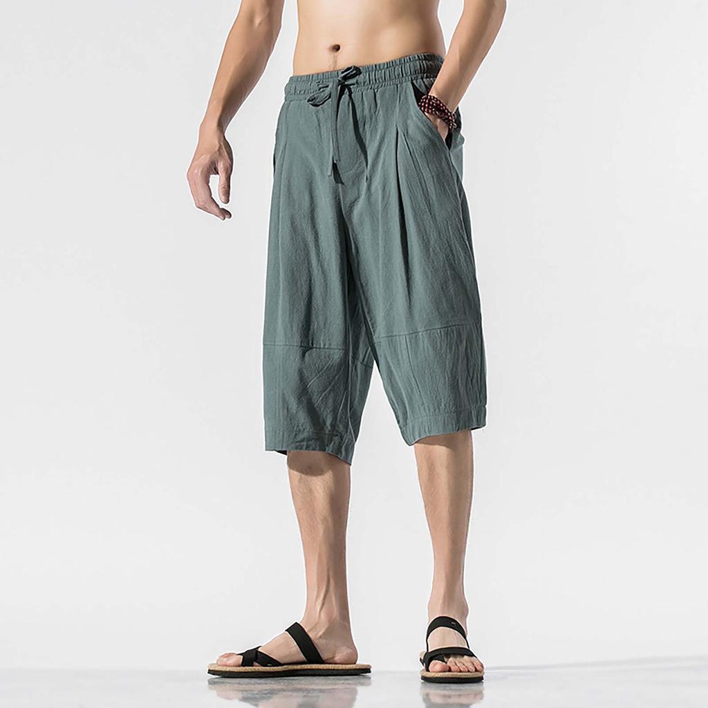 Мужские повседневные брюки, модные укороченные брюки, модные прямые мужские брюки с драпировкой