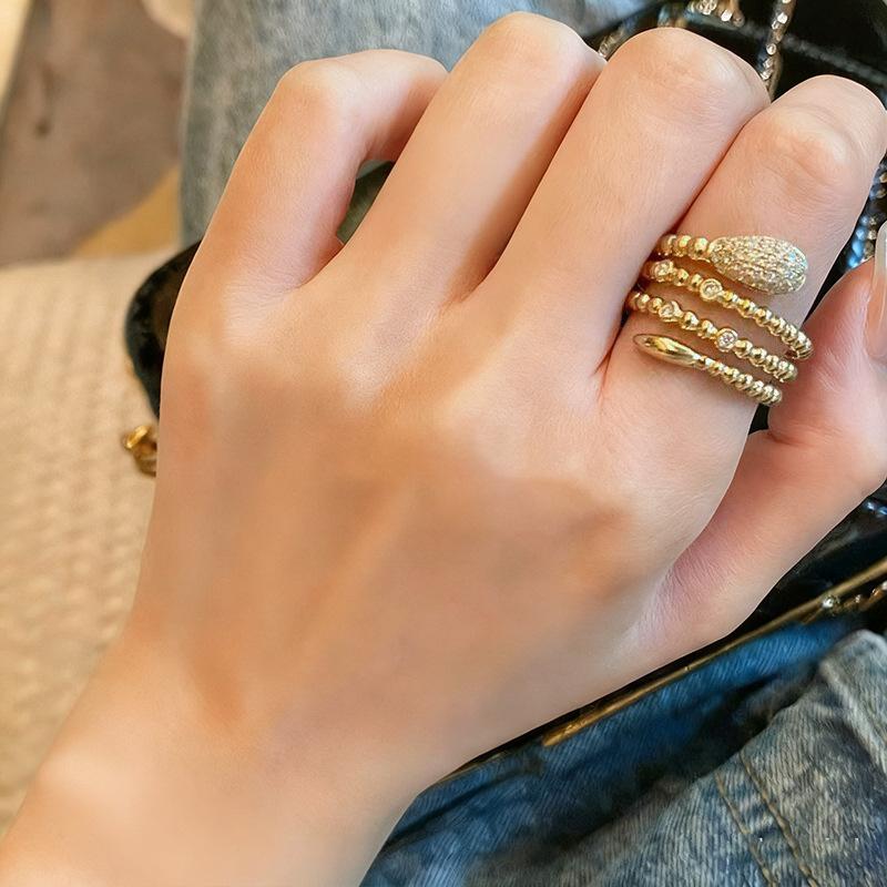 Spiral Bead Ring Women's Snake-shaped Circle Design Niche Jewelry