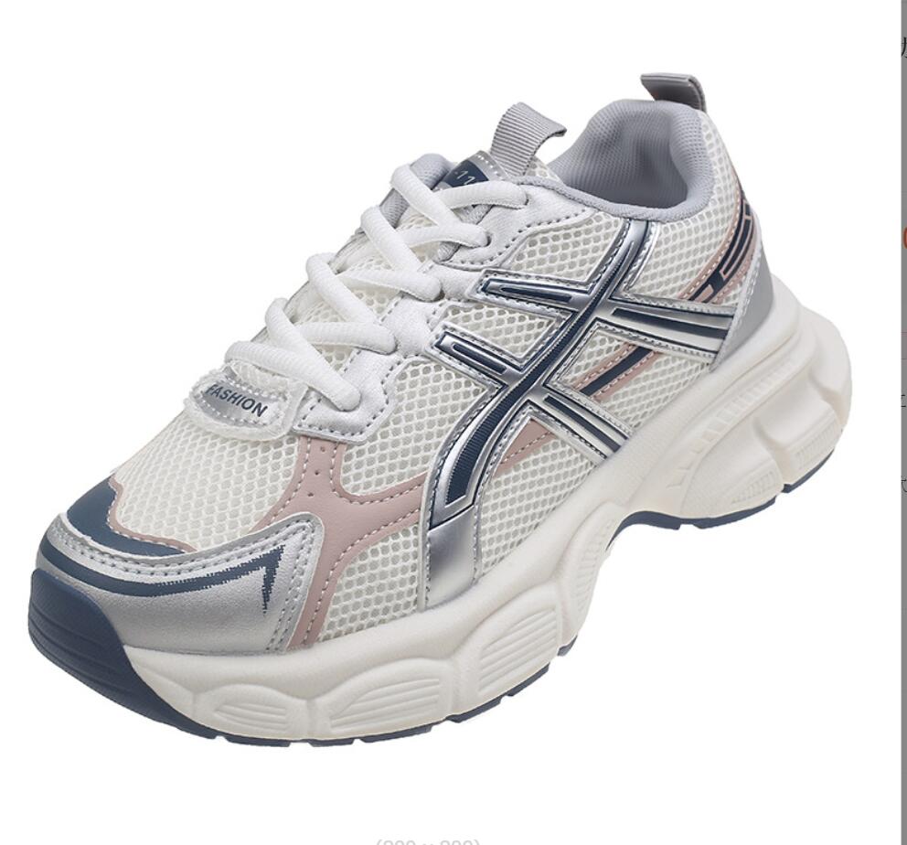 Модные женские кроссовки на толстой подошве Chunky Daddy Shoes 2024 года, весенние корейские дышащие спортивные кроссовки с сеткой и высокой платформой 6 см, женские кроссовки