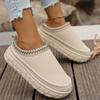 Fashion Slippers for Women Ethnic Autumn and Winter Heightened Thickened Fuzz Wool Cotton Shoes Baotou Platform Heightened Snow Boots