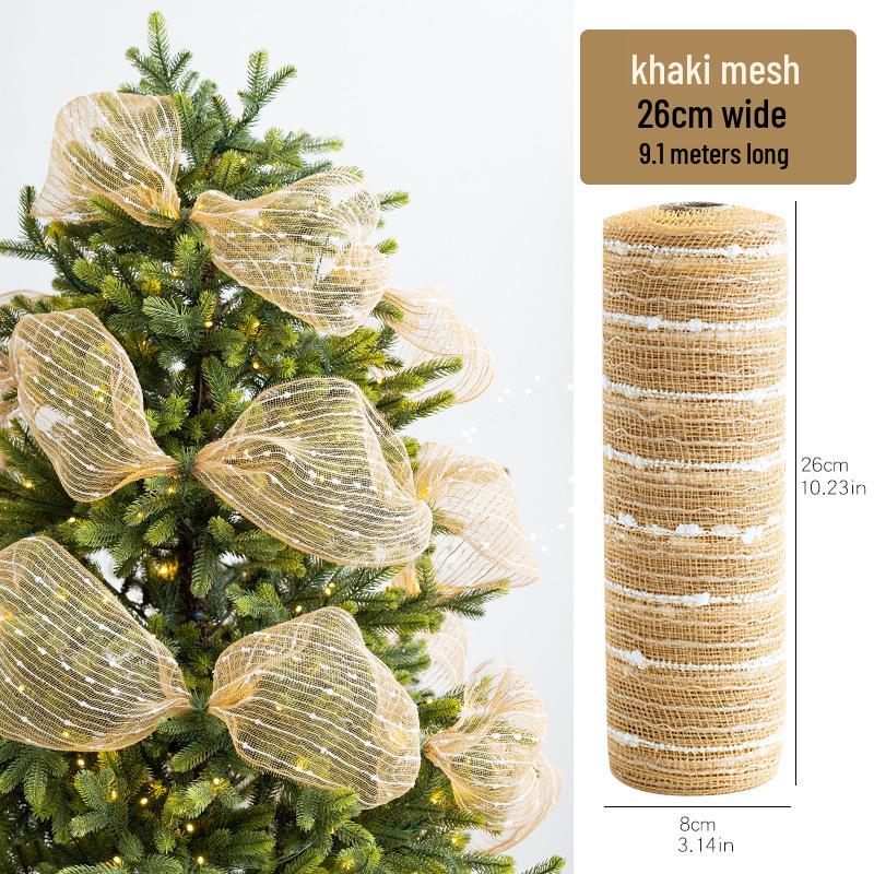 Gold & Silver Christmas Tree Decorations: Mesh Ribbon & Ornaments