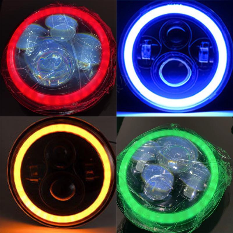 7inch Front Bumper Full Circle Angel Eye Work Light Low Beam Integrated Daytime Running Off-Road Motorcycle 60W 12V
