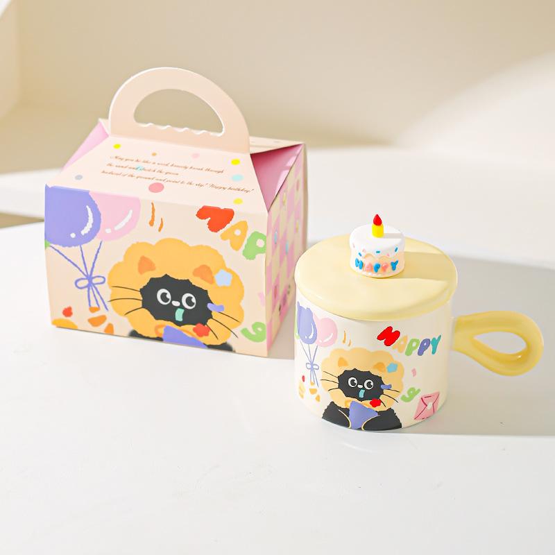Милая мультяшная кошка керамическая кружка пара чашка для воды подарочная коробка высокой ценности сувенир подарок на день рождения чашка для завтрака