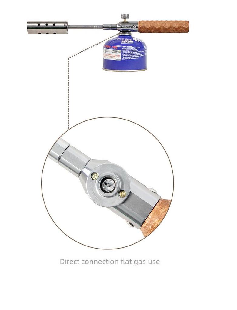 COOLCAMP Портативный ручной газовый огнемет с деревянной ручкой для кемпинга на открытом воздухе с барбекю