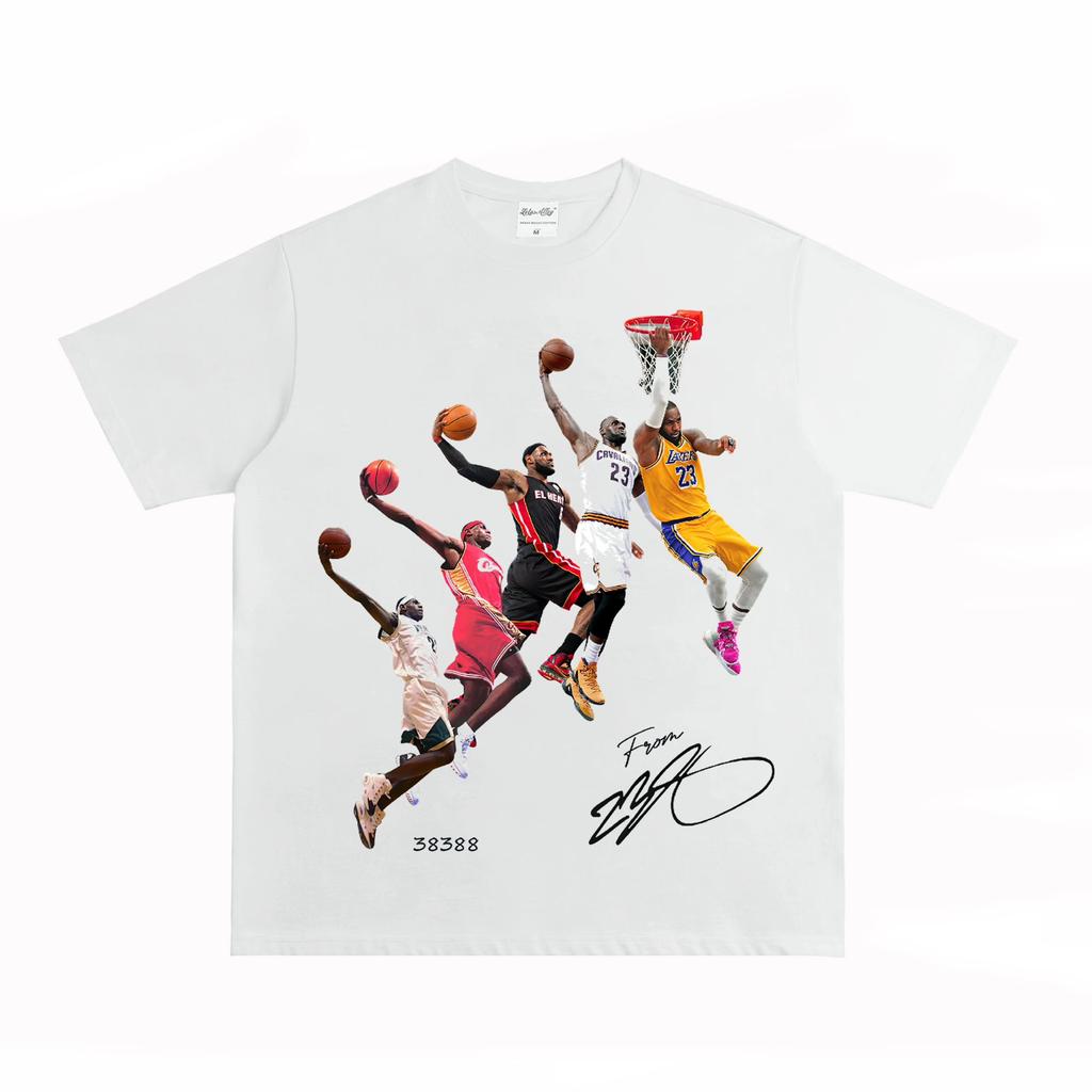 ZX Tee 2024 New Fashion James Five Period Dunk Record-breaking Commemorative American Short-sleeved Pure Cotton Short-sleeved Tt Shirt