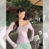 Чистое желание однотонный свитер с открытыми плечами с длинным рукавом женский осенний топ с неровной вышивкой крестом