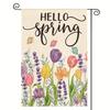Весенний садовый флаг, двухсторонний льняной цветочный флаг, наружный декор, привет весна