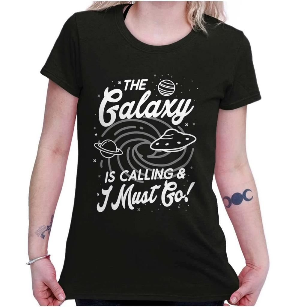 Alien UFO The Galaxy Is Calling I Must Go Graphic T Shirts for Women T-Shirts