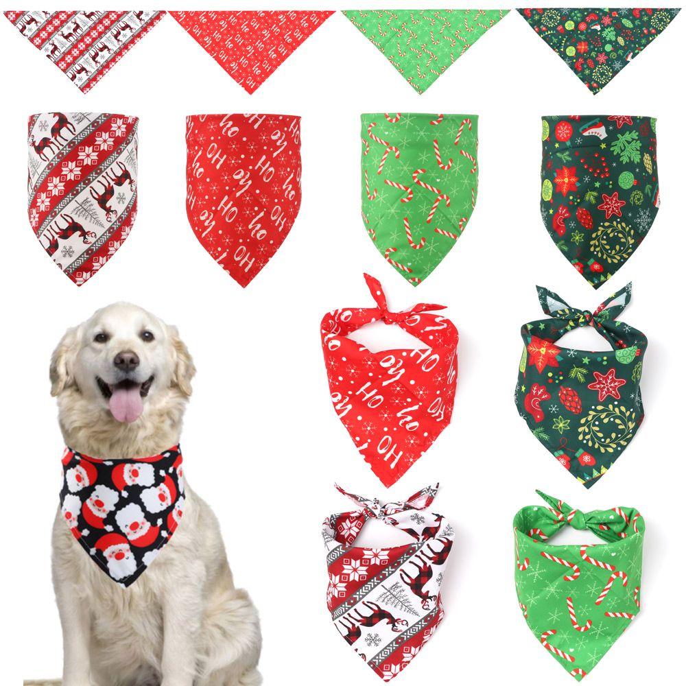 Santa Claus Pet Costume Accessories Printing Bibs Pet Bandana Collar Triangle Scarf Dog Cat