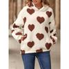 Autumn and Winter Women's Sweatshirt Plush Hooded Love Printed Pullover Long Sleeve Sweatshirt