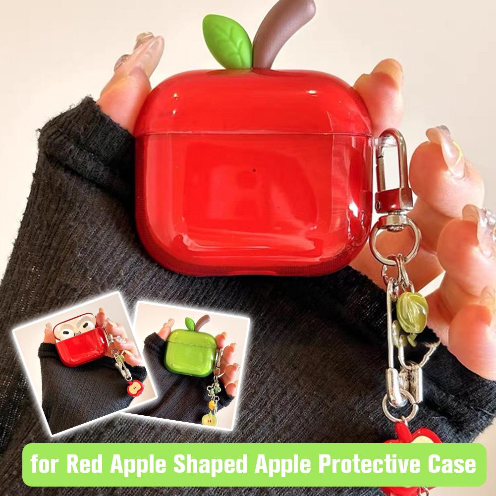 Креативный чехол в форме яблока для AirPods Pro 2 и AirPods 4 Прозрачный ударопрочный чехол для наушников Полное покрытие Аксессуары