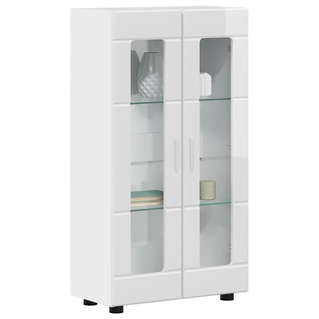FLORIN Sideboard with Shelf High Gloss White 55.5 x 29 x 100 cm