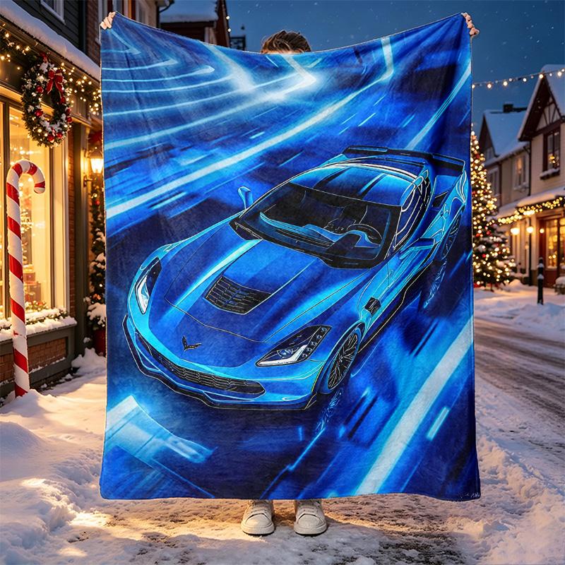 Sports car Pattern Blanket for Home Decoration, Bed, Sofa, Car Travel, Camping, Suitable for All Seasons, Birthday Christmas Gift