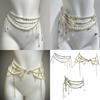 Elegant Tassel Floral Pearl Layered Waist Chain Multilayer Body Chain Decorative Belly Decor for Fashion Forward Women